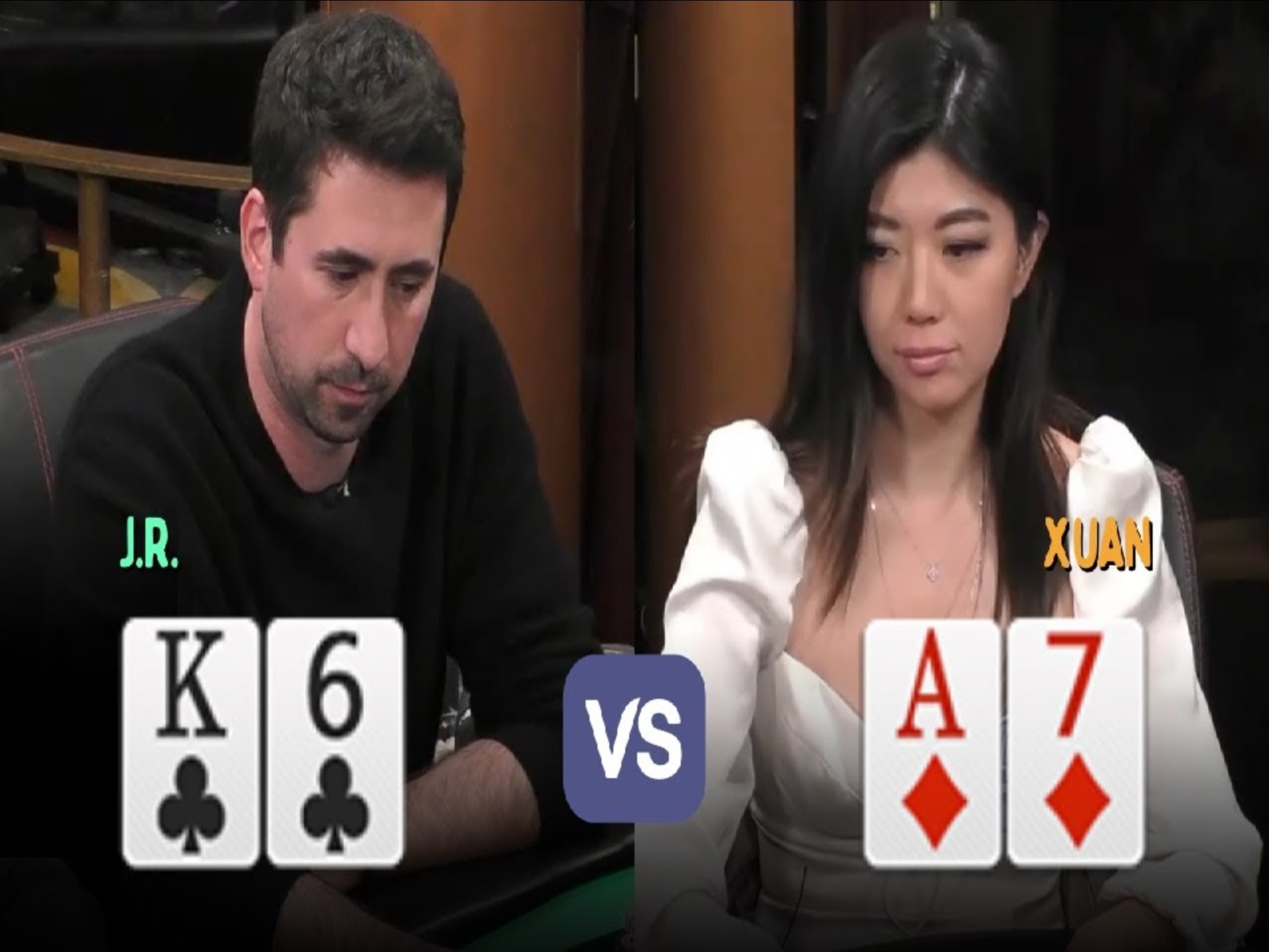 【德扑必看】Fold牌能力99分！美女牌手刘璇击中顶对也总是能及时止损！
