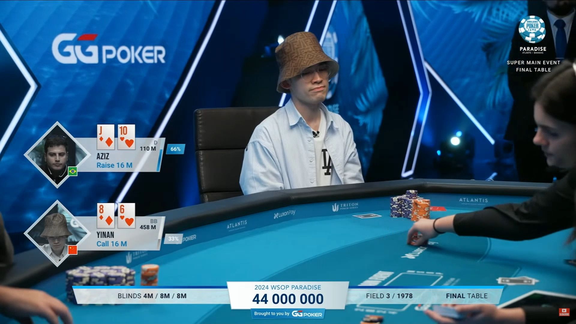 2024.12.20 直播 WSOP天堂岛 $25k买入 主赛 决赛桌 第5集