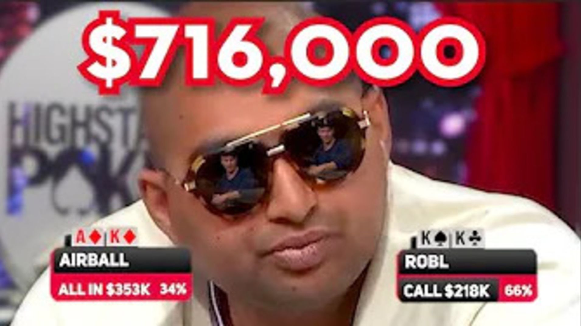 扑克经典综艺《高额德州》精彩集锦：$ 716,000！Nik Airball All-In vs. Andrew Robl！