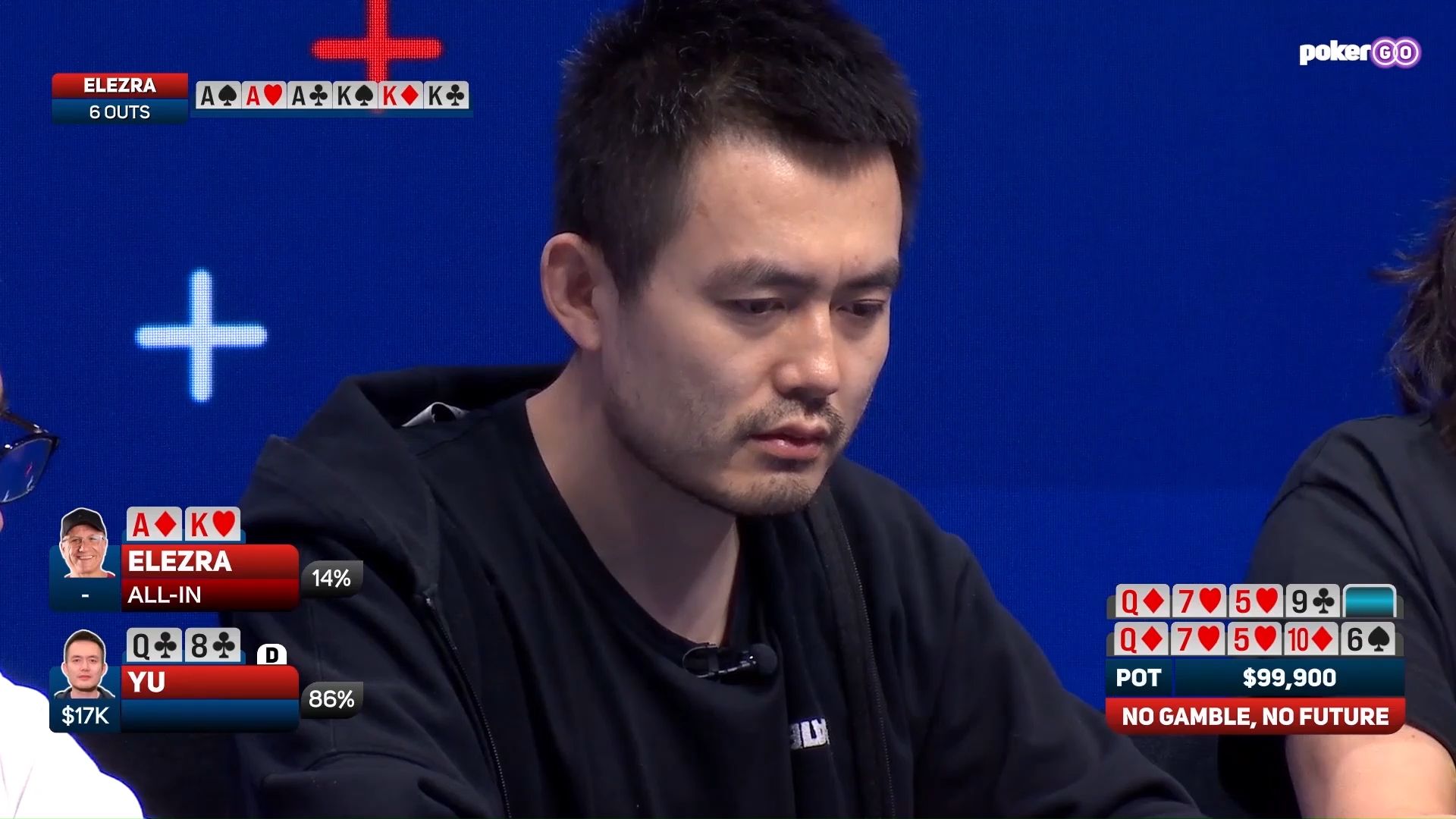 【大鹏德州扑克】中国老板Q-8接ALLIN！翻牌全场都笑了！