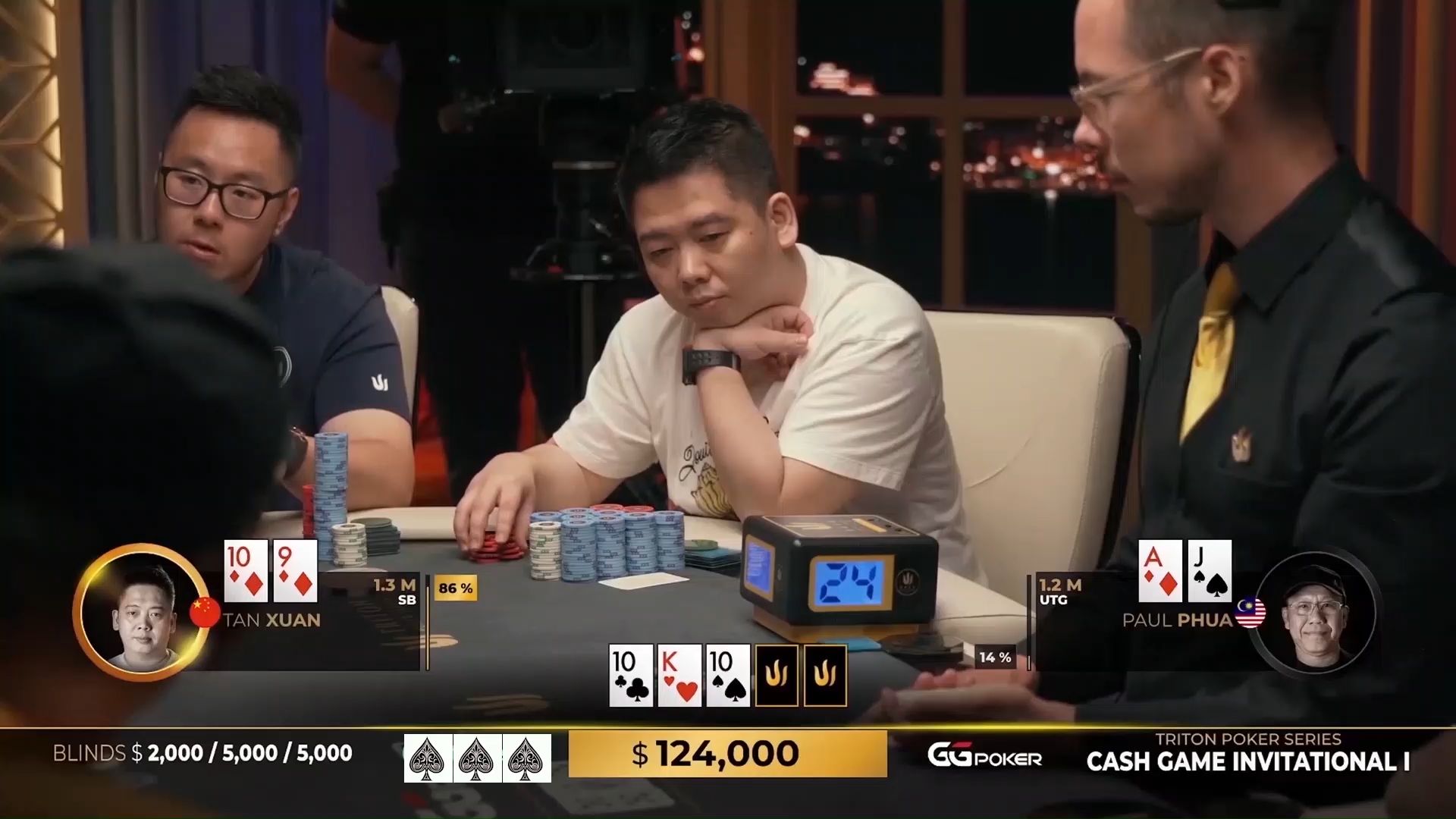 【大鹏德州扑克】越战越勇，越打越顺！谈老板拿到明三条！