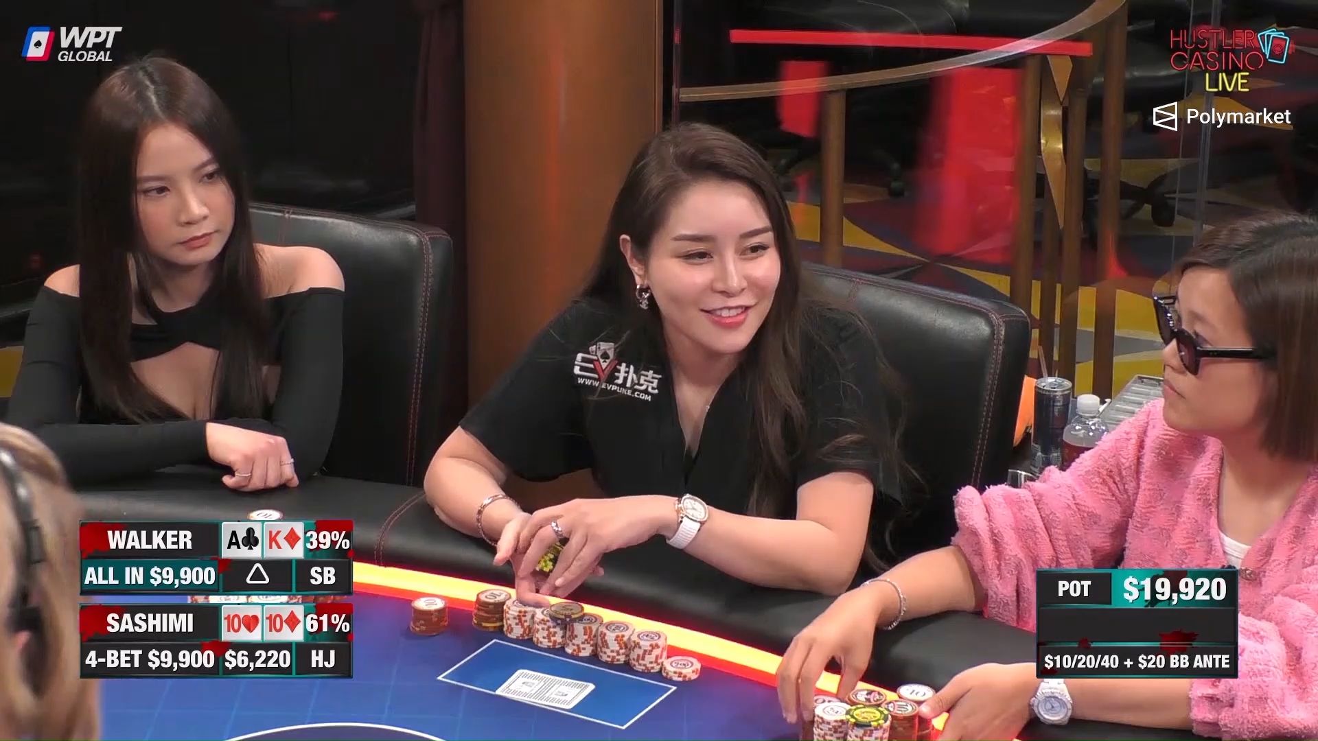 【大鹏德州扑克】日本美女牌手SASHIMI，QQ碰KK！