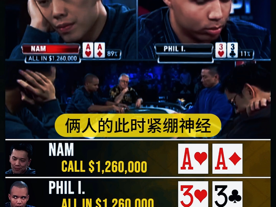 德州扑克：AA翻前被接allin
