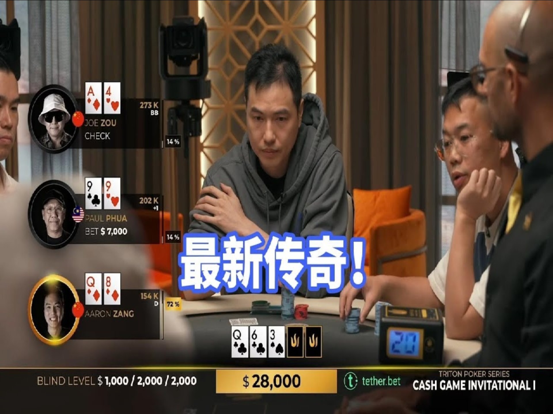 5名中国牌手参加的最新传奇扑克高额桌他来啦！